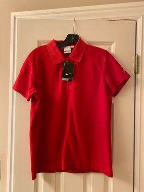 Nike Womens Red Dri-FIT Golf Polo, Large, NWT.
